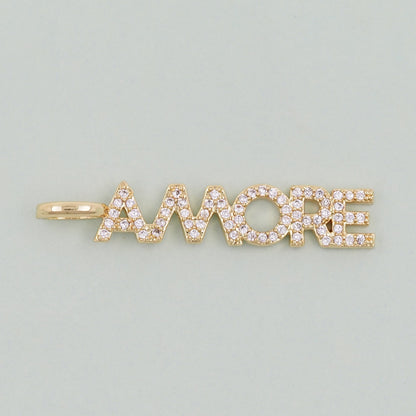 Gold letter Charms,18K Gold Fille amore Pendant,amore Charm Bracelet Necklace for DIY Jewelry Making Supply