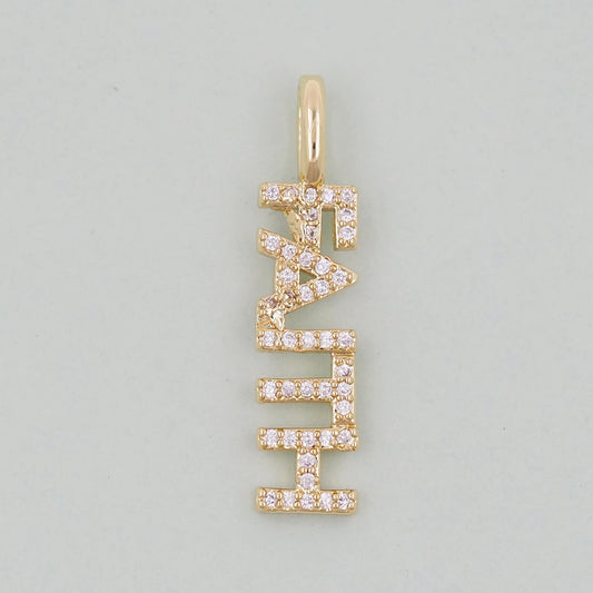 Gold letter Charms,18K Gold Fille Faith Pendant,Faith Charm Bracelet Necklace for DIY Jewelry Making Supply