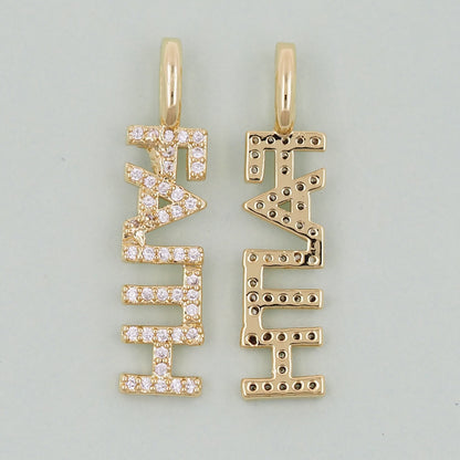 Gold letter Charms,18K Gold Fille Faith Pendant,Faith Charm Bracelet Necklace for DIY Jewelry Making Supply