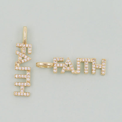 Gold letter Charms,18K Gold Fille Faith Pendant,Faith Charm Bracelet Necklace for DIY Jewelry Making Supply