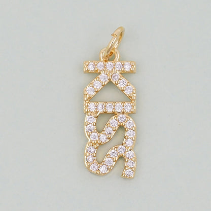 Gold letter Charms,18K Gold Fille Kiss Pendant,Kiss Charm Bracelet Necklace for DIY Jewelry Making Supply