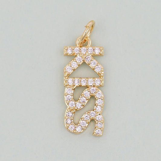 Gold letter Charms,18K Gold Fille Kiss Pendant,Kiss Charm Bracelet Necklace for DIY Jewelry Making Supply
