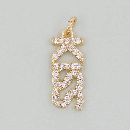 Gold letter Charms,18K Gold Fille Kiss Pendant,Kiss Charm Bracelet Necklace for DIY Jewelry Making Supply