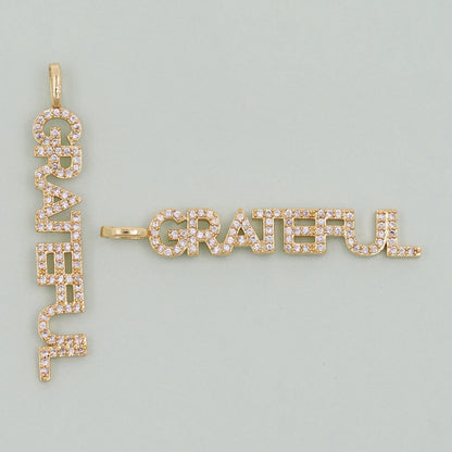 Gold letter Charms,18K Gold Fille grateful Pendant,grateful Charm Bracelet Necklace for DIY Jewelry Making Supply