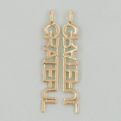 Gold letter Charms,18K Gold Fille grateful Pendant,grateful Charm Bracelet Necklace for DIY Jewelry Making Supply