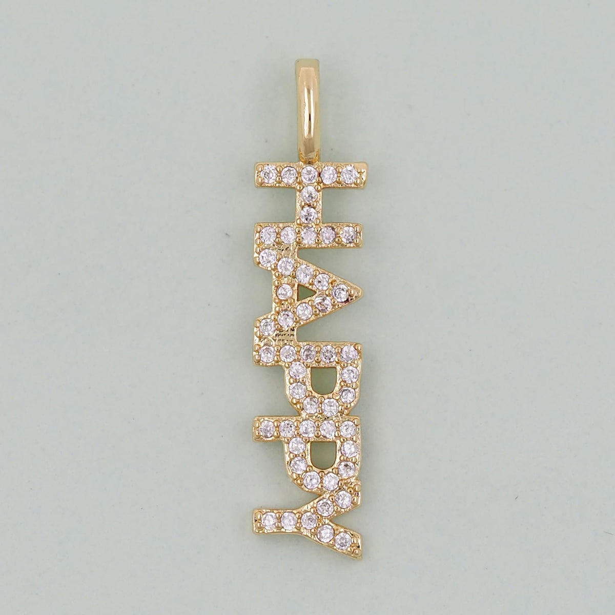Gold letter Charms,18K Gold Fille Happy Pendant,Happy Charm Bracelet Necklace for DIY Jewelry Making Supply