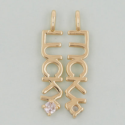 Gold letter Charms,18K Gold Fille Lucky Pendant,Lucky Charm Bracelet Necklace for DIY Jewelry Making Supply