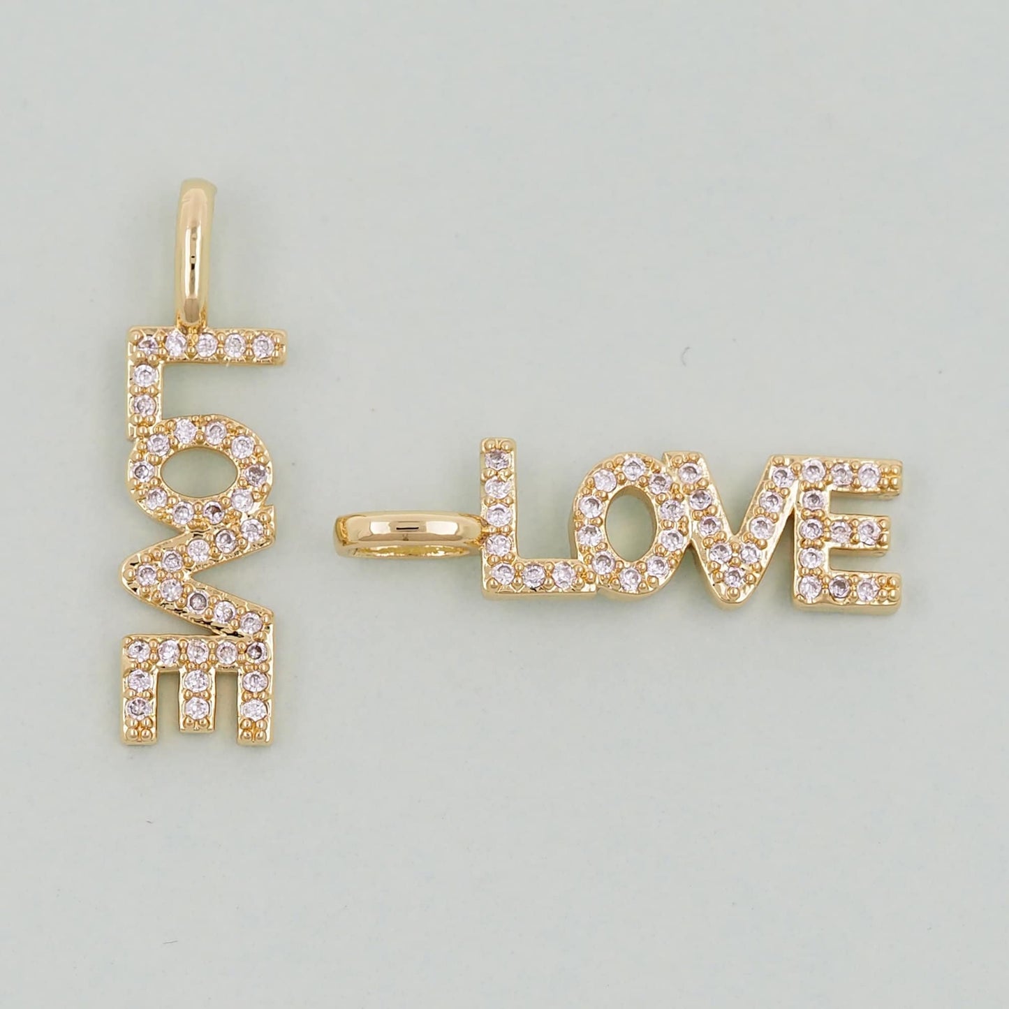 Gold letter Charms,18K Gold Fille Love Pendant,Love Charm Bracelet Necklace for DIY Jewelry Making Supply
