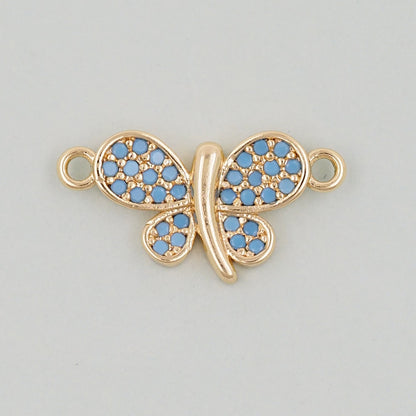 Gold Butterfly Connector Charms,18K Gold Filled Butterfly Pendant,insect Charm Bracelet Necklace for DIY Jewelry Making Supply