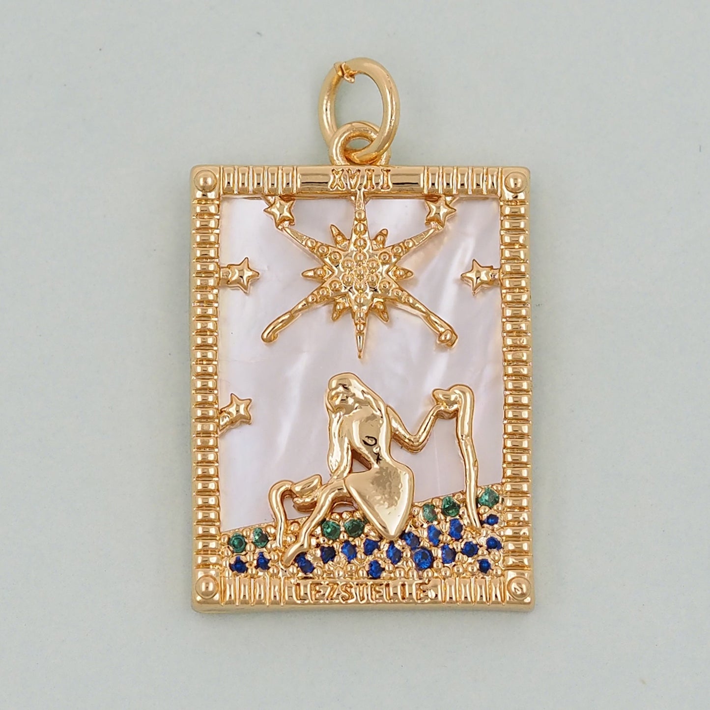 Gold Tarot Charms,18K Gold Fille Tarot Pendant,Tarot Star Charm Bracelet Necklace for DIY Jewelry Making Supply