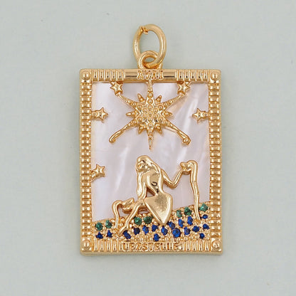 Gold Tarot Charms,18K Gold Fille Tarot Pendant,Tarot Star Charm Bracelet Necklace for DIY Jewelry Making Supply