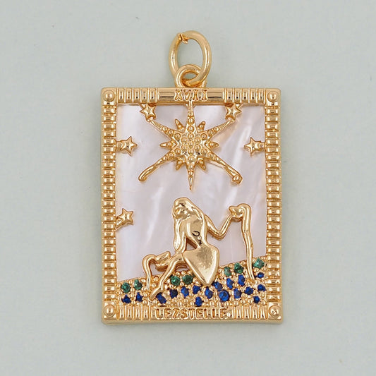 Gold Tarot Charms,18K Gold Fille Tarot Pendant,Tarot Star Charm Bracelet Necklace for DIY Jewelry Making Supply