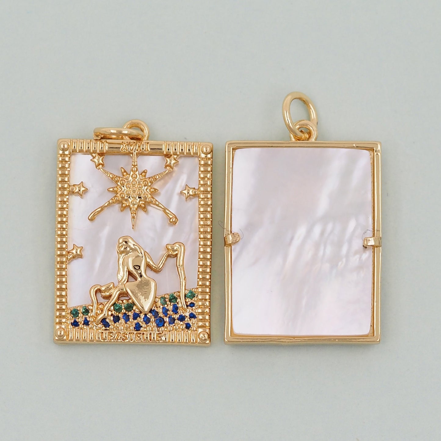 Gold Tarot Charms,18K Gold Fille Tarot Pendant,Tarot Star Charm Bracelet Necklace for DIY Jewelry Making Supply