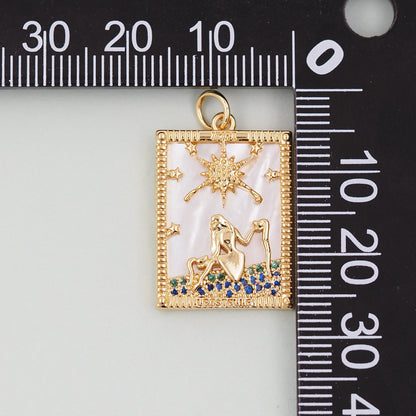 Gold Tarot Charms,18K Gold Fille Tarot Pendant,Tarot Star Charm Bracelet Necklace for DIY Jewelry Making Supply