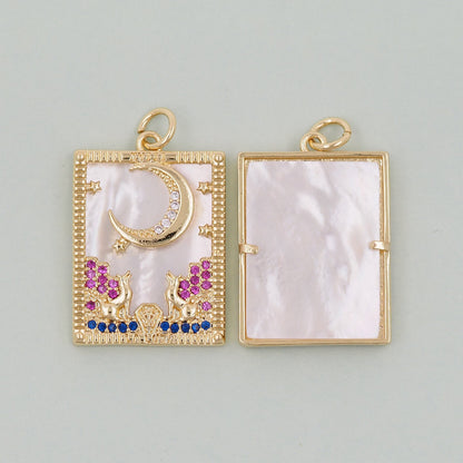 Gold Tarot Charms,18K Gold Fille Tarot Pendant,Tarot Moon Charm Bracelet Necklace for DIY Jewelry Making Supply