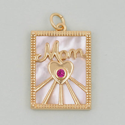 Gold Mom Charms,18K Gold Filled Shell Mom Pendant,Mom Charm Bracelet Necklace for DIY Jewelry Making Supply
