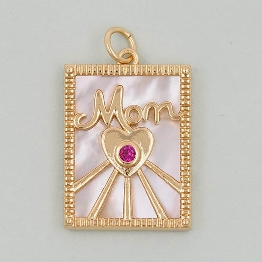 Gold Mom Charms,18K Gold Filled Shell Mom Pendant,Mom Charm Bracelet Necklace for DIY Jewelry Making Supply
