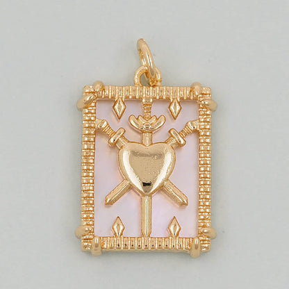 Gold Tarot Charms,18K Gold Fille Tarot Pendant,Tarot Charm Bracelet Necklace for DIY Jewelry Making Supply