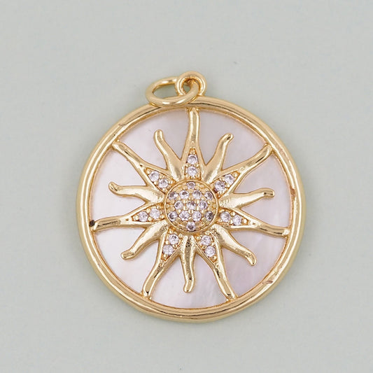 Gold Sun Charms,18K Gold Filled Sun Pendant,celestial  Charm Bracelet Necklace for DIY Jewelry Making Supply