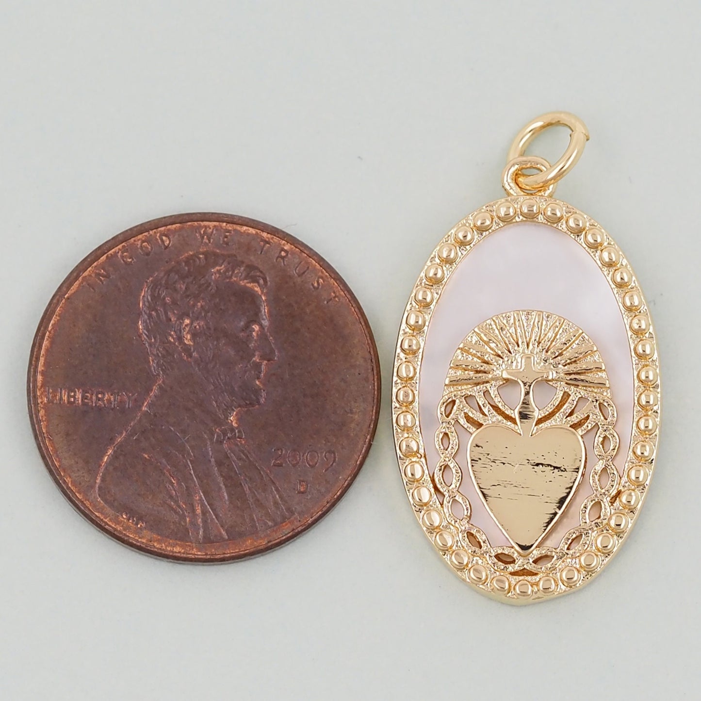 Gold sacred Heart Charms,18K Gold Filled Milagro Heart Pendant,Religious Charm Bracelet Necklace for DIY Jewelry Making Supply