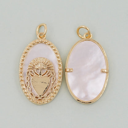 Gold sacred Heart Charms,18K Gold Filled Milagro Heart Pendant,Religious Charm Bracelet Necklace for DIY Jewelry Making Supply