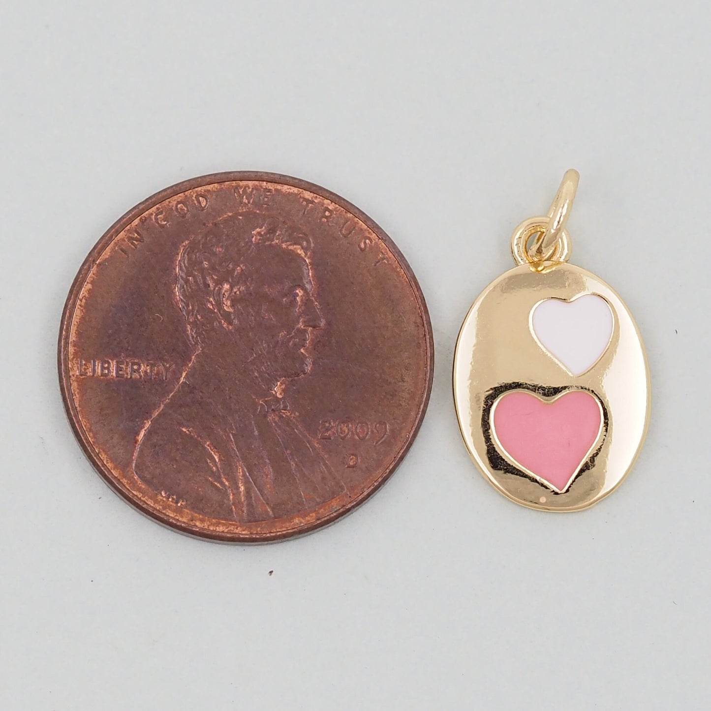 Gold Oval Heart Charms,18K Gold Filled Heart Pendant,Enamel Heart Charm Bracelet Necklace for DIY Jewelry Making Supply
