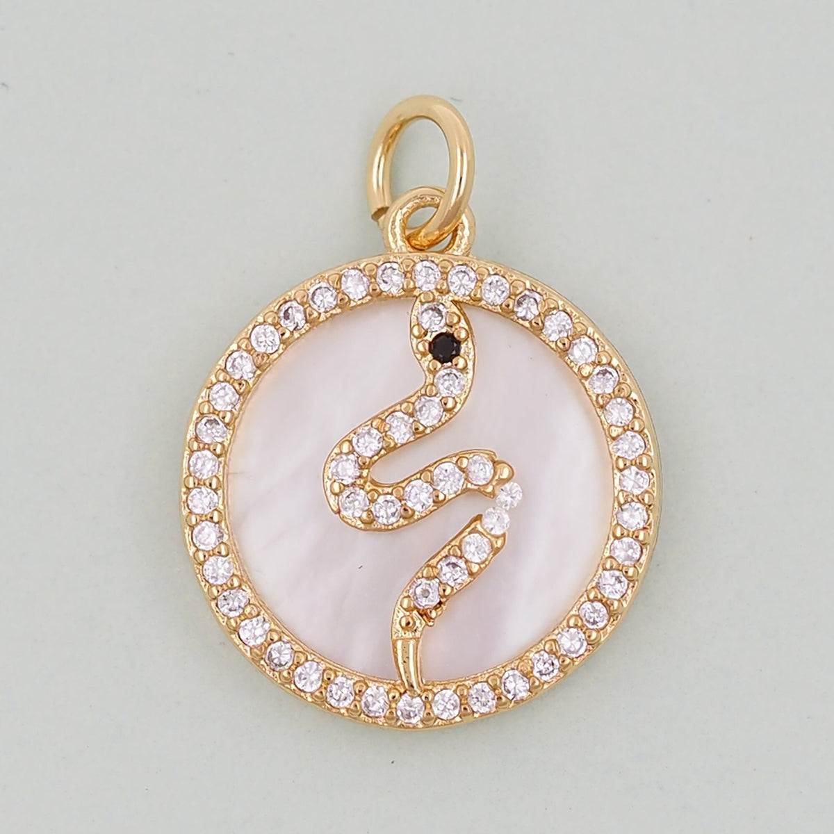 18K Gold Filled Snake CZ Charm Pendant for Jewelry Making