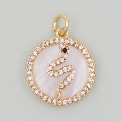 18K Gold Filled Snake CZ Charm Pendant for Jewelry Making