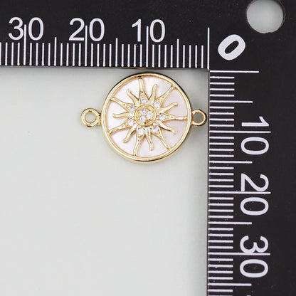 Gold Sun Connector Charms,18K Gold Filled Sun Pendant,celestial  Charm Bracelet Necklace for DIY Jewelry Making Supply