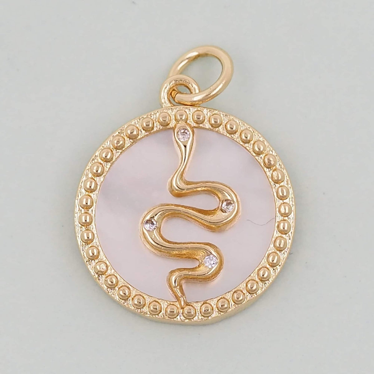 18K Gold Filled Snake CZ Charm Pendant for Jewelry Making