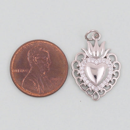 Gold sacred Heart Charms,18K Gold Filled sacred heart Pendant,Religious Charm Bracelet Necklace for DIY Jewelry Making Supply