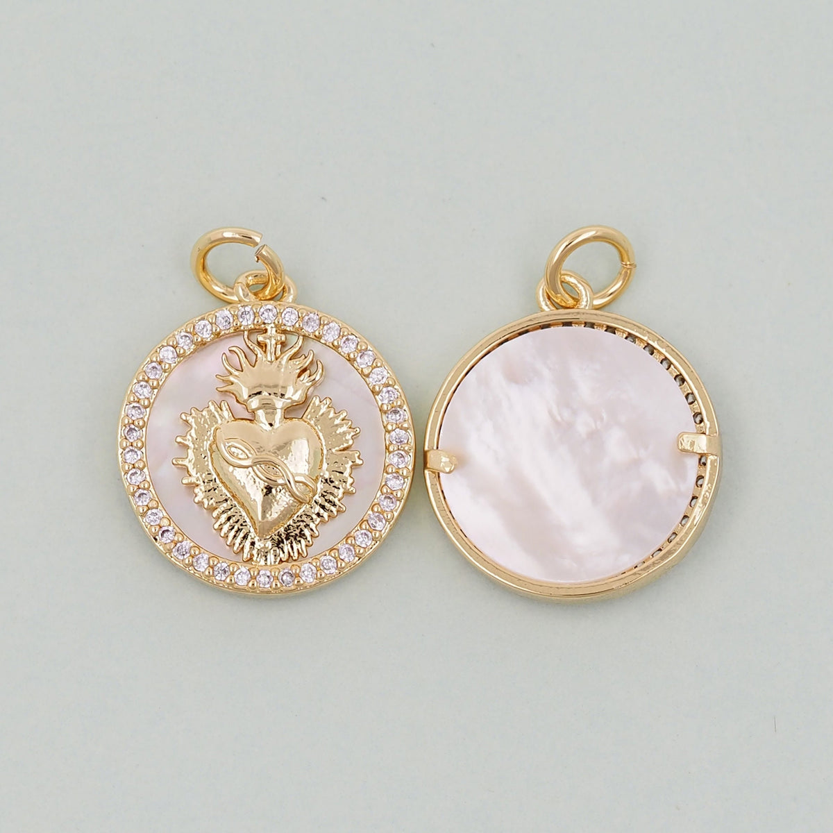 Gold sacred Heart Charms,18K Gold Filled Milagro Heart Pendant,Religious Charm Bracelet Necklace for DIY Jewelry Making Suppl