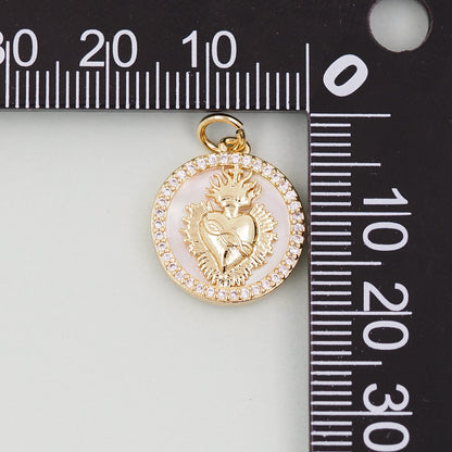 Gold sacred Heart Charms,18K Gold Filled Milagro Heart Pendant,Religious Charm Bracelet Necklace for DIY Jewelry Making Suppl