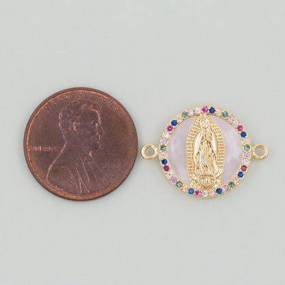 Gold Our Lady of Guadalupe Charms,18K Gold Filled virgin mary Pendant Charm Bracelet Necklace for DIY Jewelry Making Supply