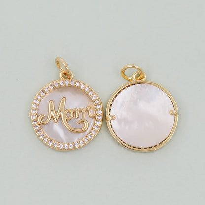 Gold Mom Charms,18K Gold Filled Shell Mom Pendant,Mom Charm Bracelet Necklace for DIY Jewelry Making Supply