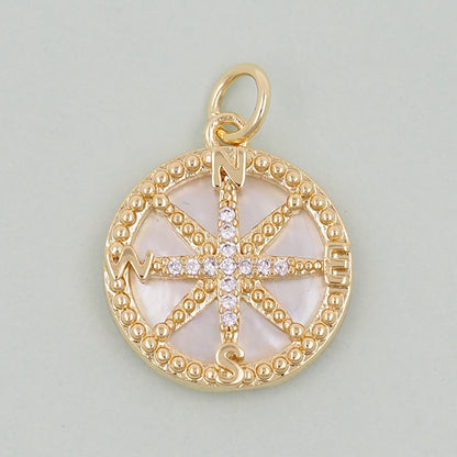 Gold Compass Charms,18K Gold Filled Starburst Pendant,North Star Charm Bracelet Necklace for DIY Jewelry Making Supply
