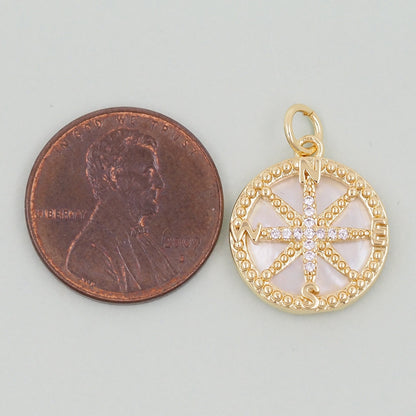 Gold Compass Charms,18K Gold Filled Starburst Pendant,North Star Charm Bracelet Necklace for DIY Jewelry Making Supply