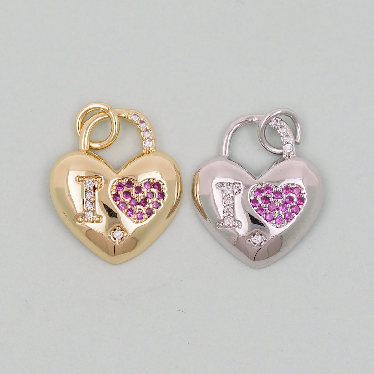 Gold Heart Charms,18K Gold Filled Heart Pendant,Heart Charm Bracelet Necklace for DIY Jewelry Making Supply