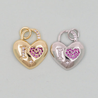 Gold Heart Charms,18K Gold Filled Heart Pendant,Heart Charm Bracelet Necklace for DIY Jewelry Making Supply