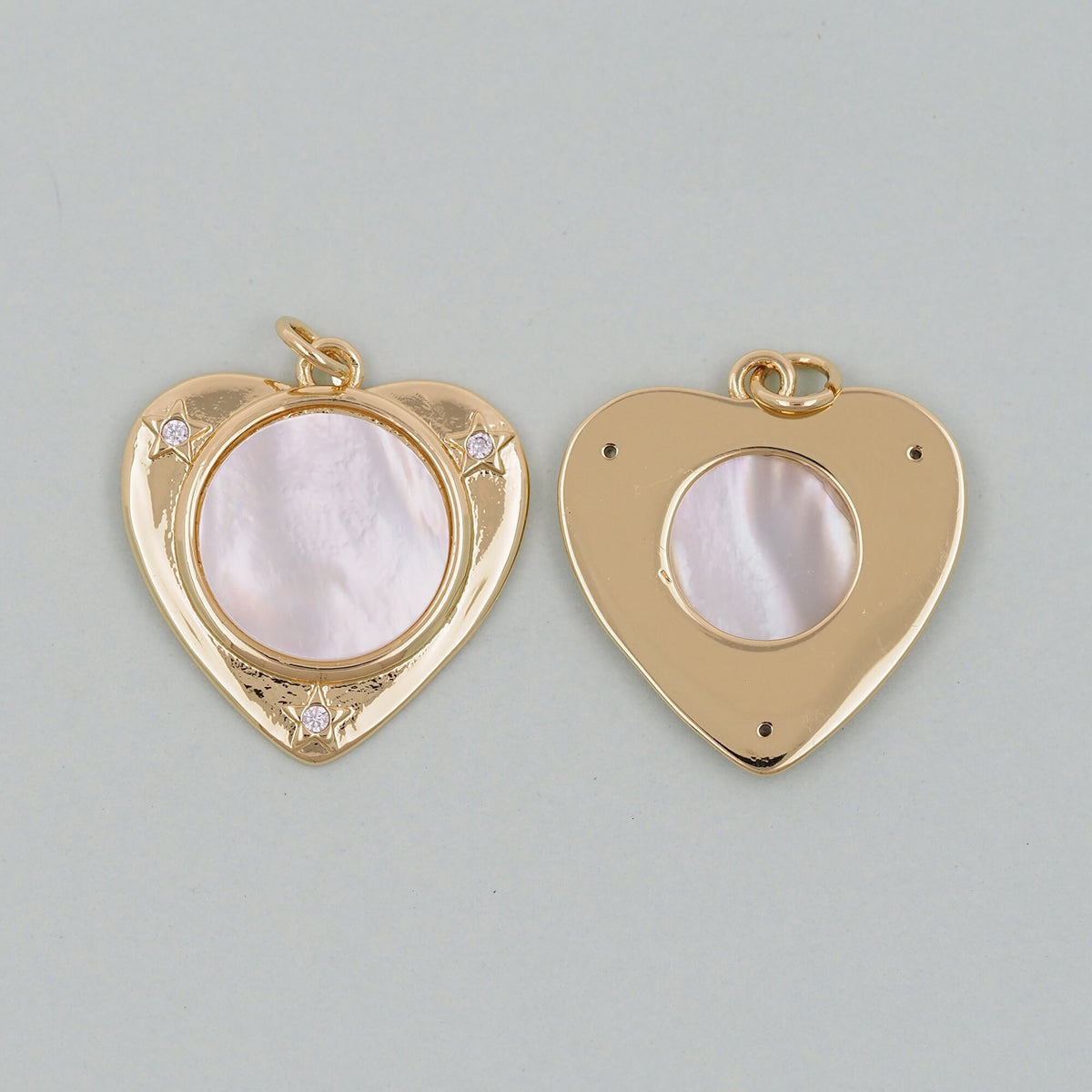 Gold Heart Charms,18K Gold Filled Heart Pendant,White Shell Heart Charm Bracelet Necklace for DIY Jewelry Making Supply