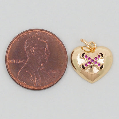 Gold Heart Charms,18K Gold Filled Heart Pendant,Heart Charm Bracelet Necklace for DIY Jewelry Making Supply