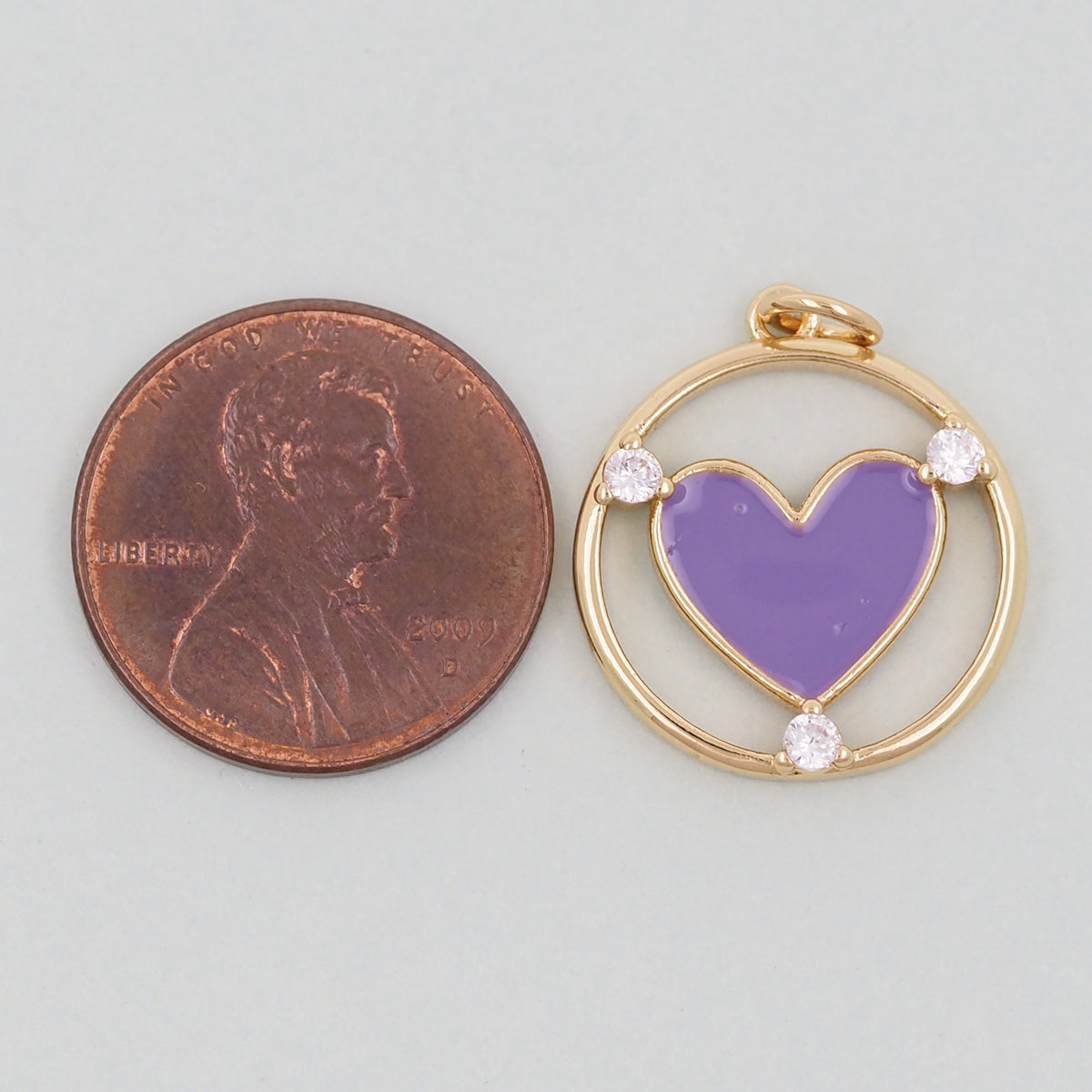 18K Gold Filled Heart Enamel Charm Pendant for Jewelry Making