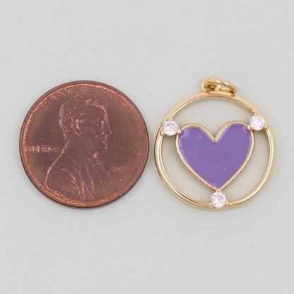 18K Gold Filled Heart Enamel Charm Pendant for Jewelry Making