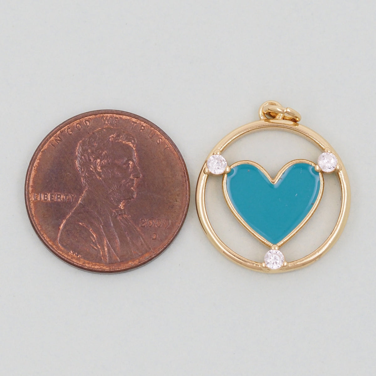 18K Gold Filled Heart Enamel Charm Pendant for Jewelry Making