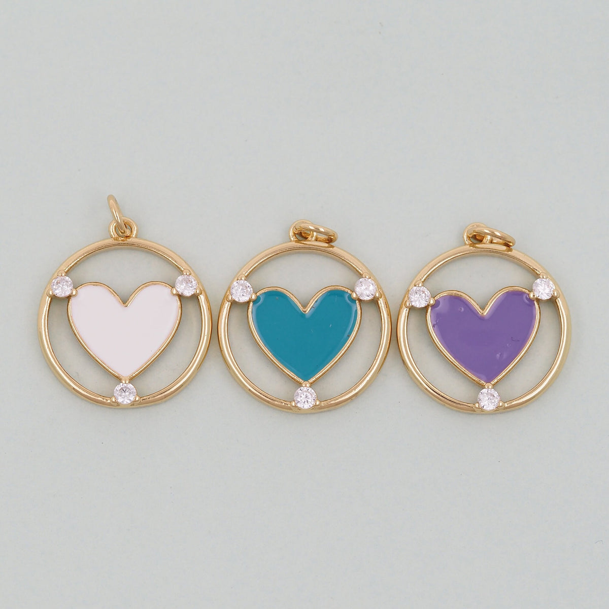 18K Gold Filled Heart Enamel Charm Pendant for Jewelry Making