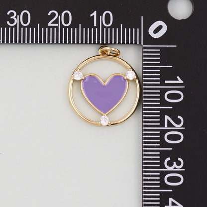 18K Gold Filled Heart Enamel Charm Pendant for Jewelry Making