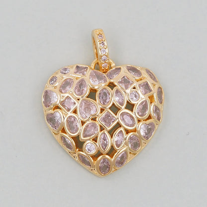 18K Gold Filled Heart CZ Charm Pendant for Jewelry Making