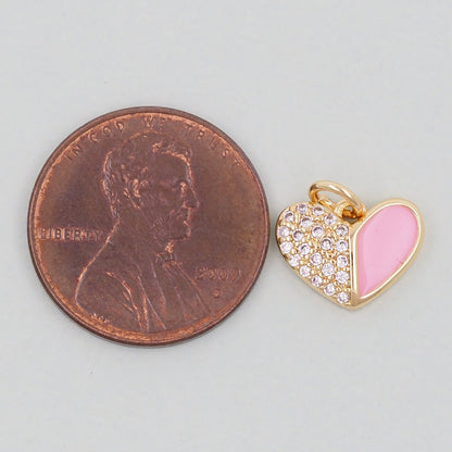 Gold Heart Charms,18K Gold Filled Enamel Heart Pendant,Heart Charm Bracelet Necklace for DIY Jewelry Making Supply