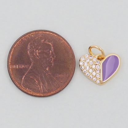 Gold Heart Charms,18K Gold Filled Enamel Heart Pendant,Heart Charm Bracelet Necklace for DIY Jewelry Making Supply