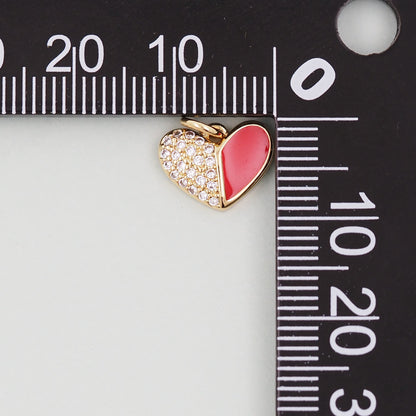 Gold Heart Charms,18K Gold Filled Enamel Heart Pendant,Heart Charm Bracelet Necklace for DIY Jewelry Making Supply